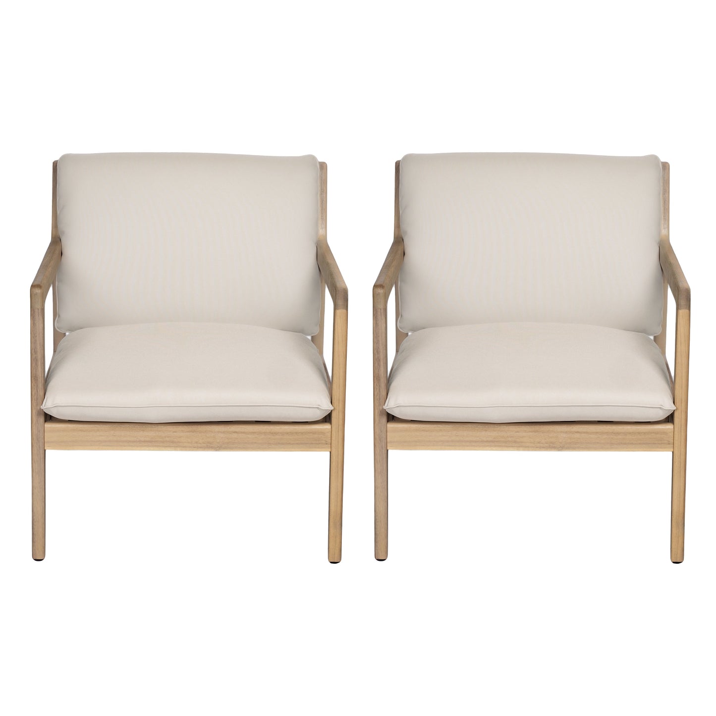 Durable Acacia Wood Patio Armchair Set of Two