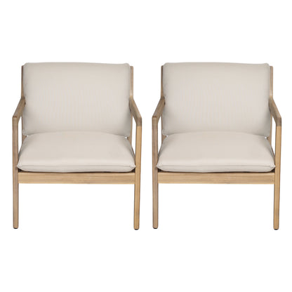 Durable Acacia Wood Patio Armchair Set of Two