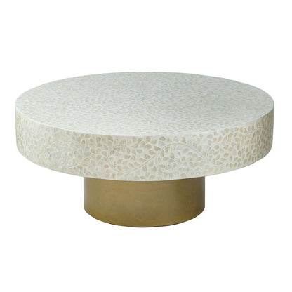 The Capiz Coffee Table with a Pedestal Base, capiz top, brass pedestal base HouseOfZazla on Tampa Home & Garden Store