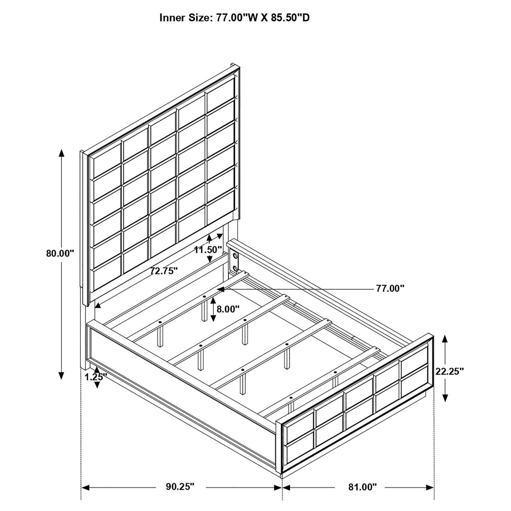 Drea Panel Bed by HouseOfZazla featuring grid-panel headboard and slat-frame construction on Tampa Home & Garden Store