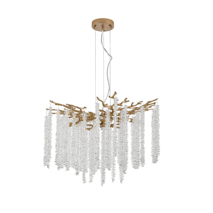 24-inch modern golden pendant chandelier with cascading crystal strands by HouseOfZazla on Tampa Home & Garden Store