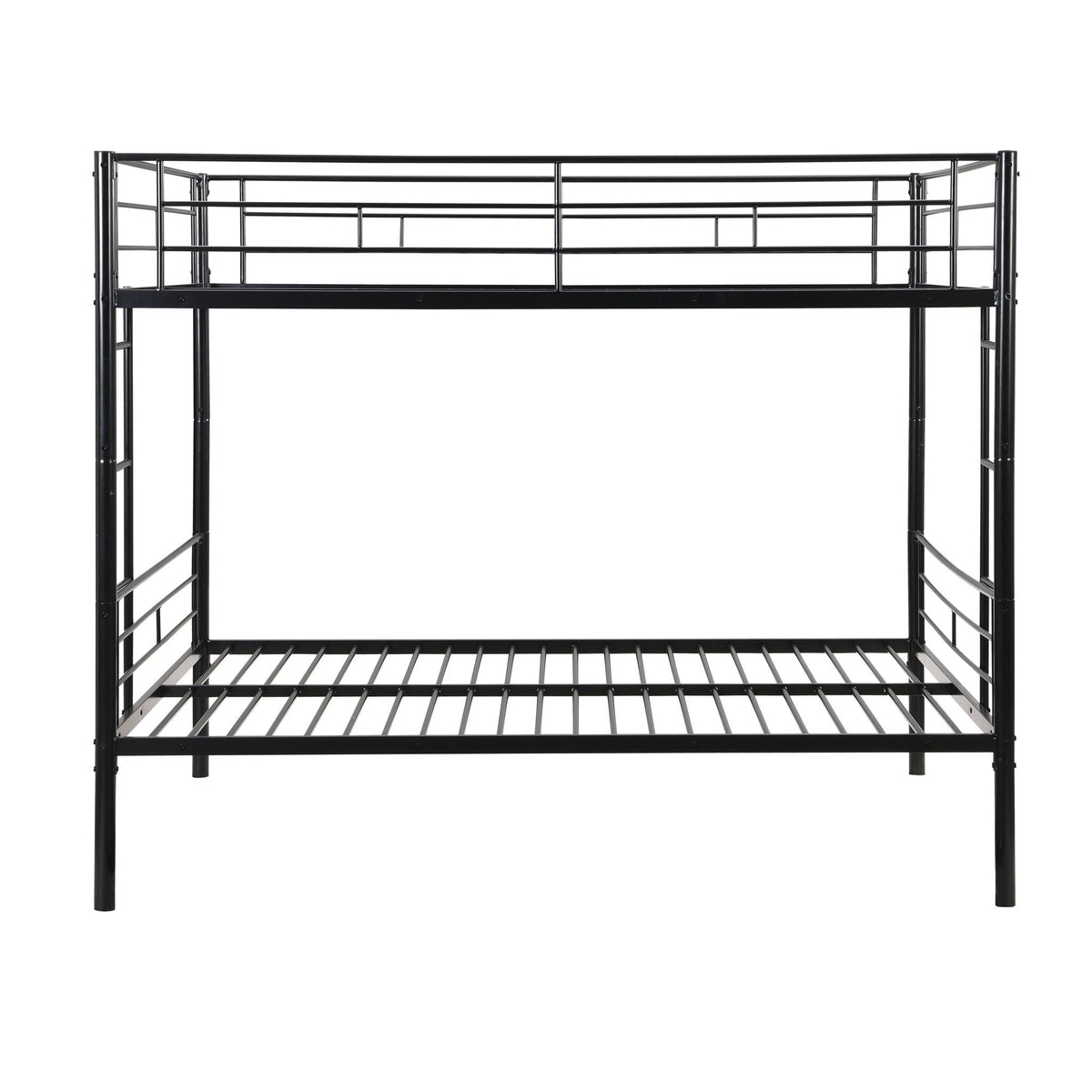 HouseOfZazla modern black metal bunk bed frame, full over full with side ladder on Tampa Home & Garden Store