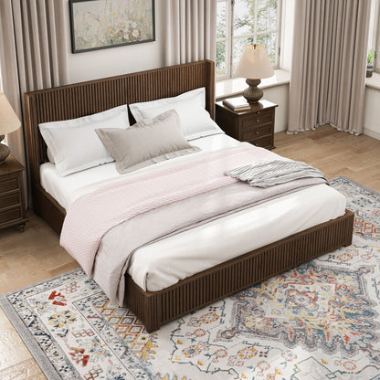 Modern Platform Bed Frame with Tall Headboard