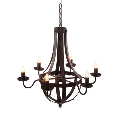 Antique 6 Light Black Iron Chandelier for Home