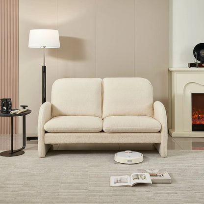 Sherpa fabric cream loveseat sofa, compact two-seat design for small living rooms on Tampa Home & Garden Store