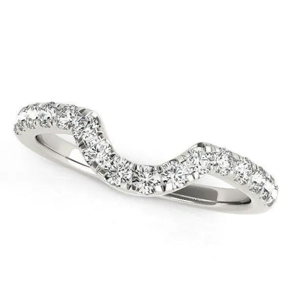 14k white gold curved diamond wedding band with pave diamonds, 3/8 cttw by Bids.com on Tampa Home & Garden Store