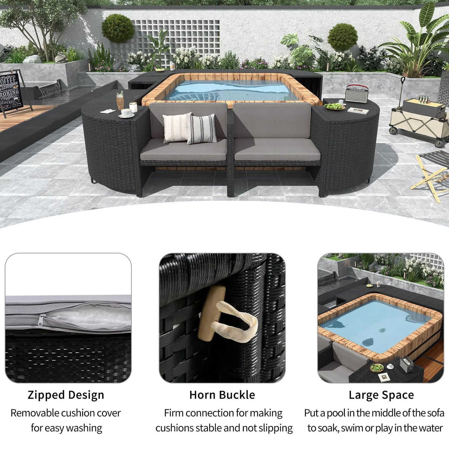 Spa Surround Outdoor Rattan Sectional Sofa Set