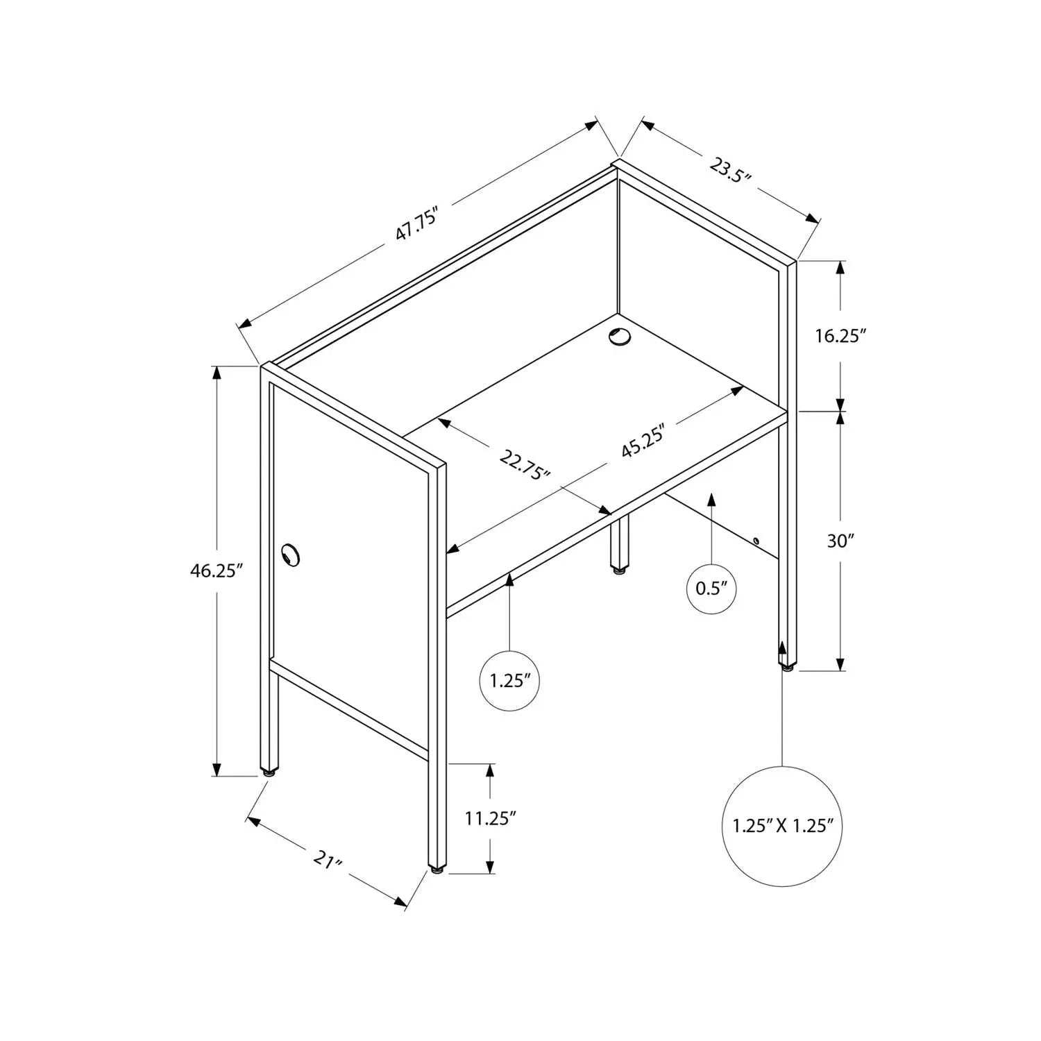 Office cubicle work station blueprint with dimensioned panels and leg space on Tampa Home & Garden Store