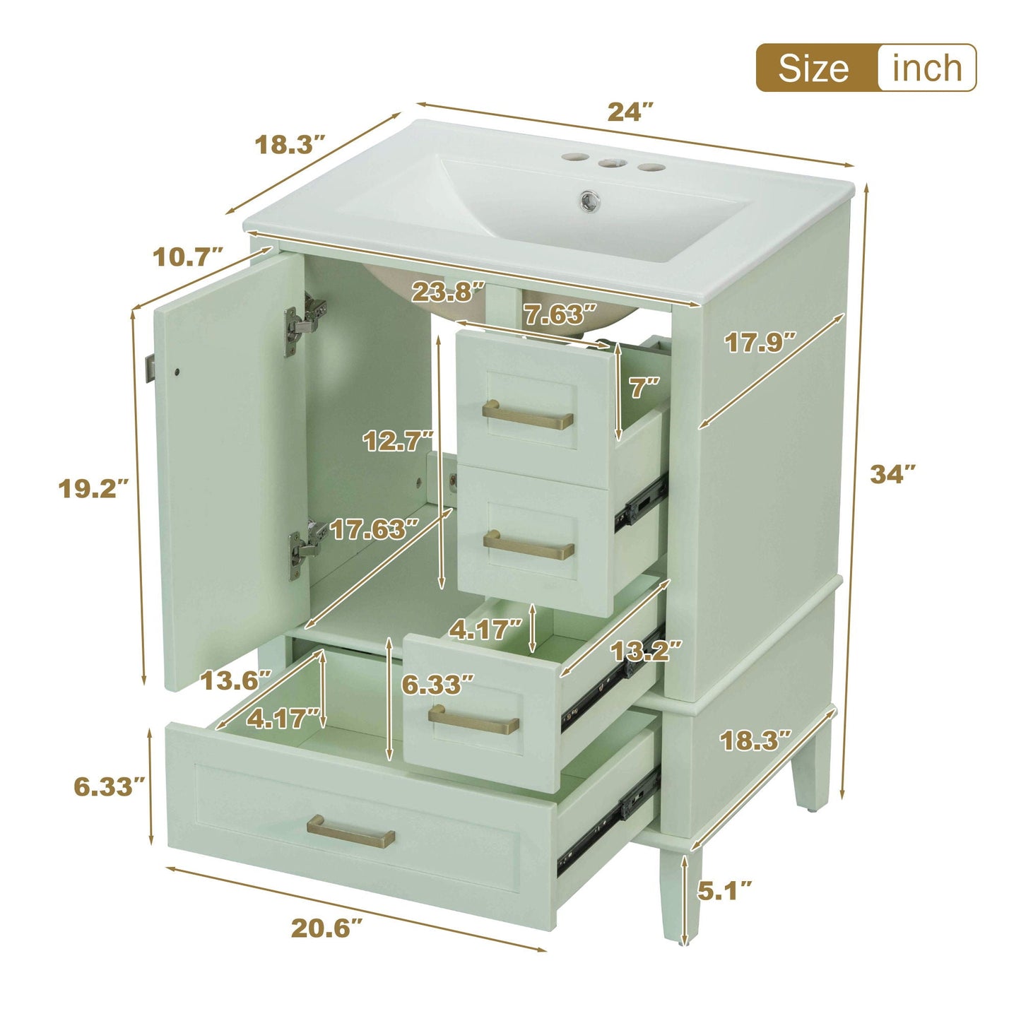 Bathroom Vanity With Sink Solid Wood Cabinet