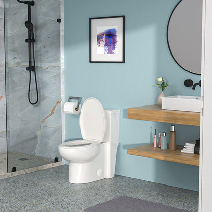 Modern ceramic 1-piece toilet with soft-closing seat in white, HouseOfZazla on Tampa Home & Garden Store