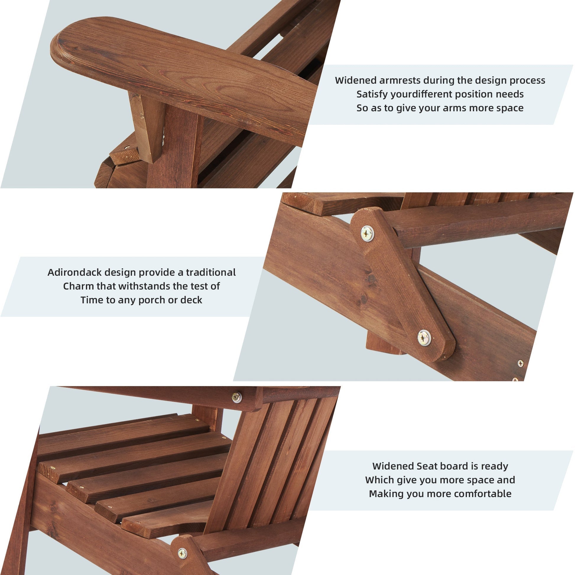 SoliWood Wooden Outdoor Folding Adirondack Chair Set of 2 in brown by HouseOfZazla on Tampa Home & Garden Store