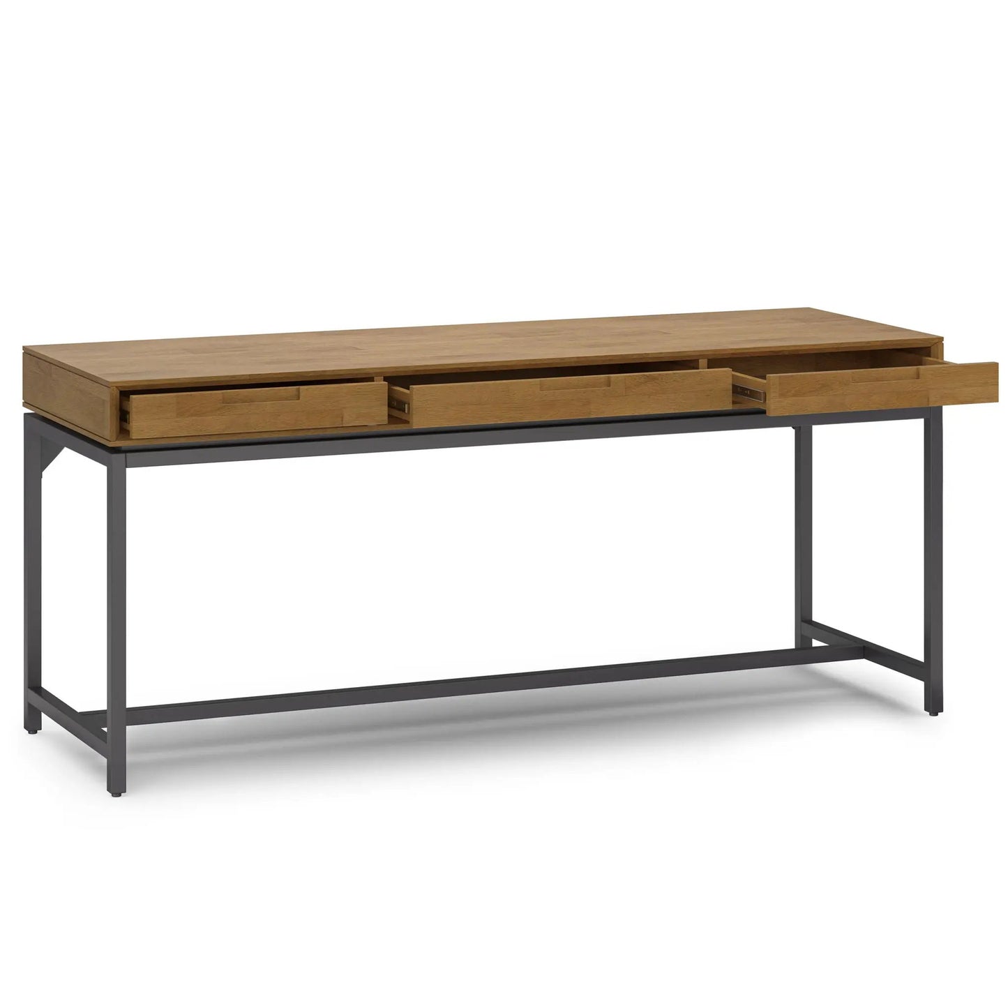 Banting mid century wide desk handcrafted by Unique Piece Furniture, wood top with drawers on Tampa Home & Garden Store