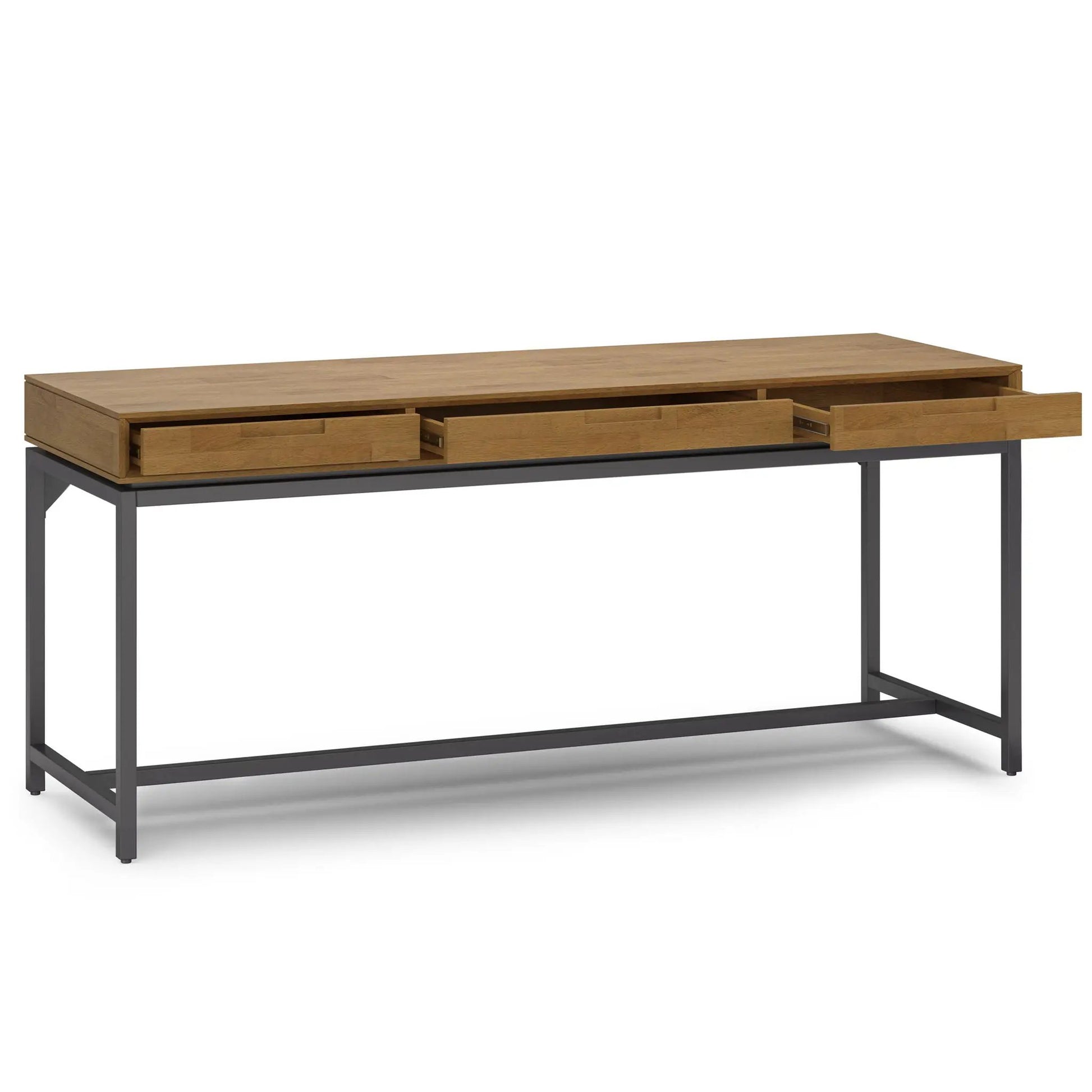 Banting mid century wide desk handcrafted by Unique Piece Furniture, wood top with drawers on Tampa Home & Garden Store