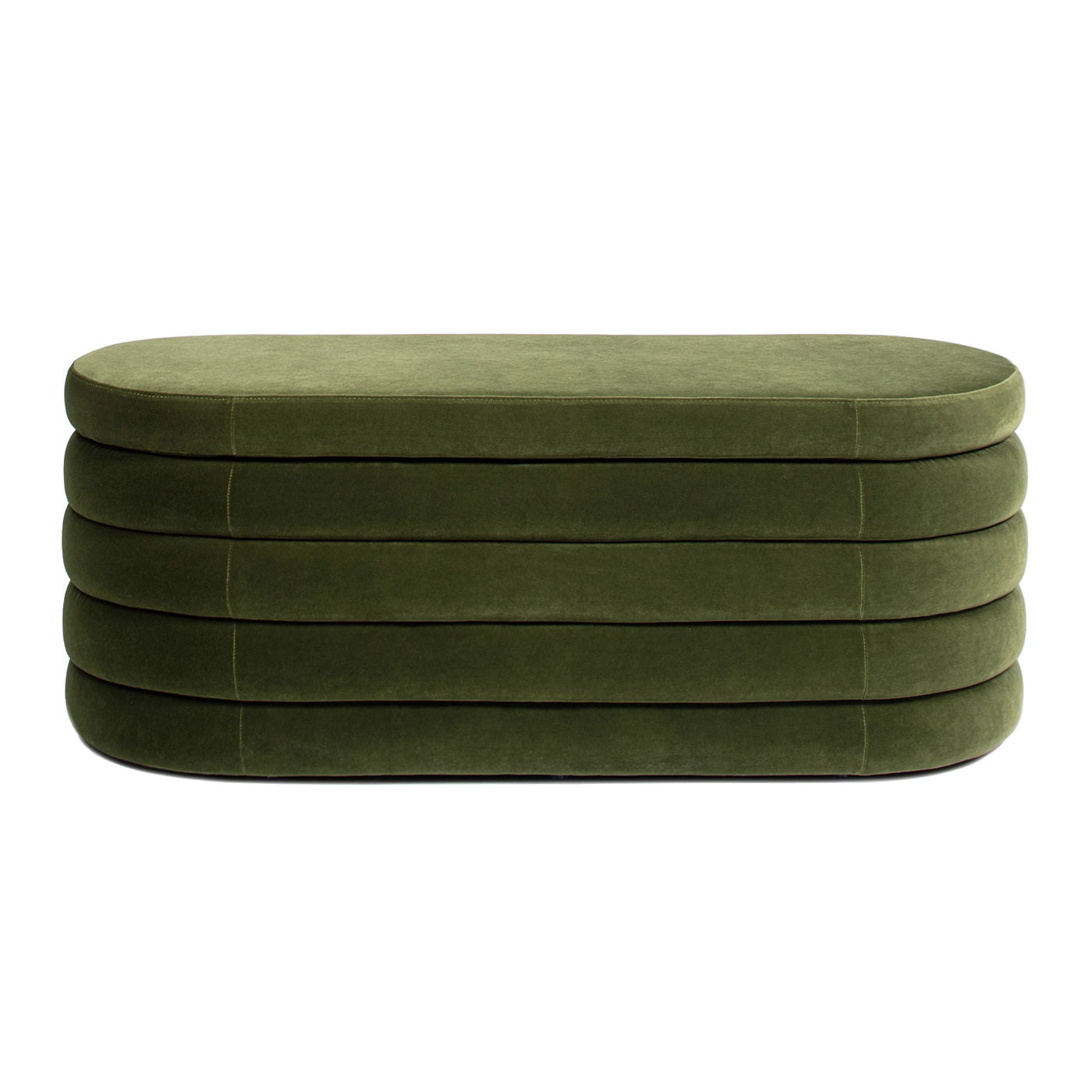 Fuji Upholstered Oval Storage Bench olive green velvet HouseOfZazla on Tampa Home & Garden Store