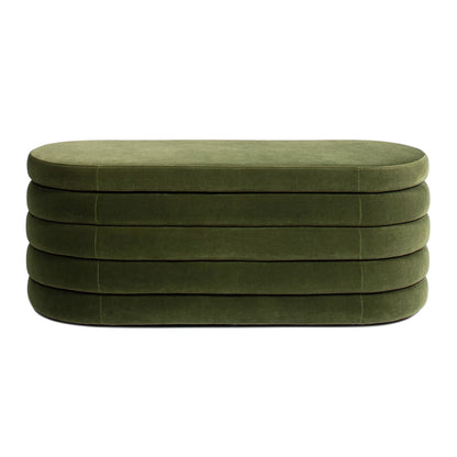 Fuji Upholstered Oval Storage Bench olive green velvet HouseOfZazla on Tampa Home & Garden Store