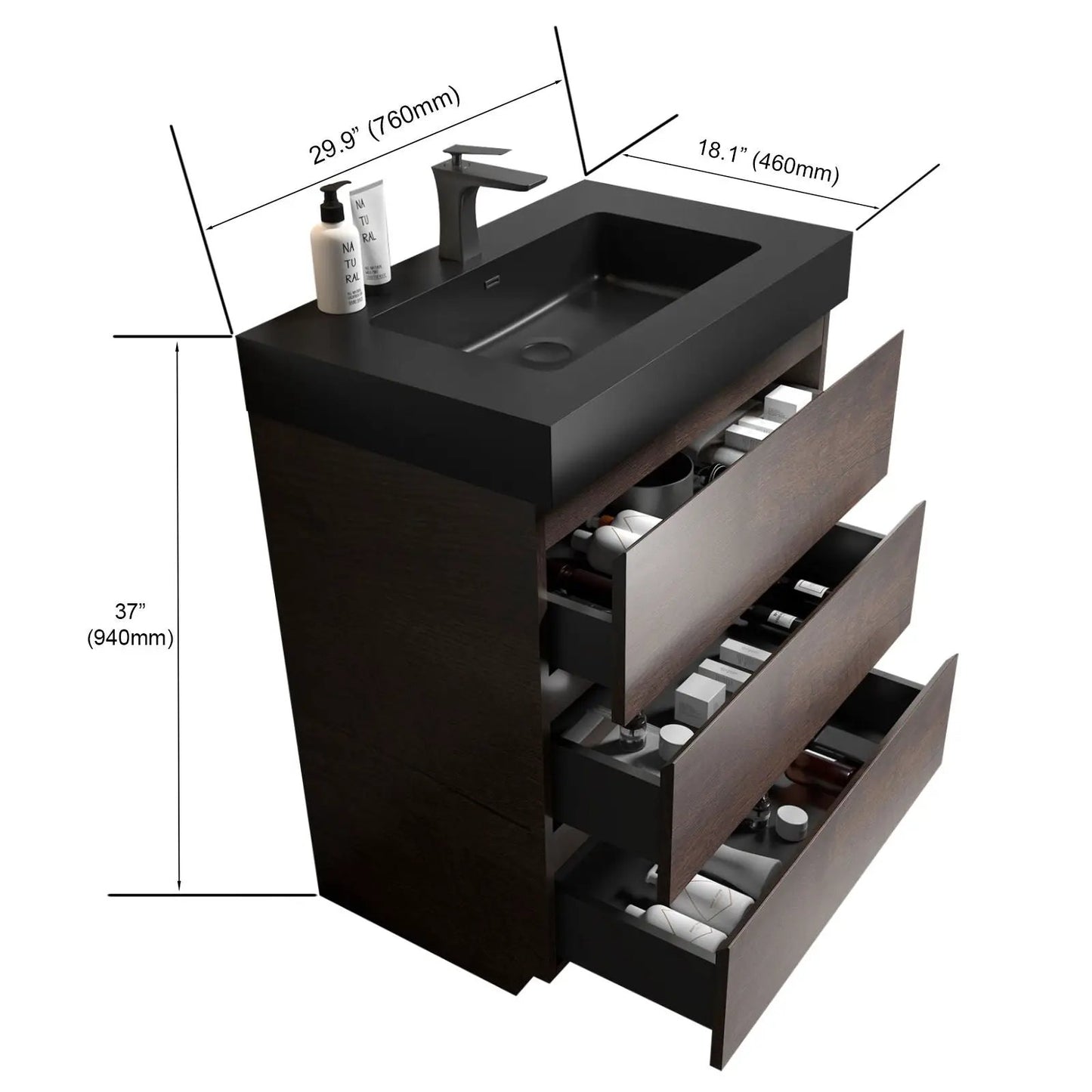 Alice Bathroom Vanity with Large Storage and Sink