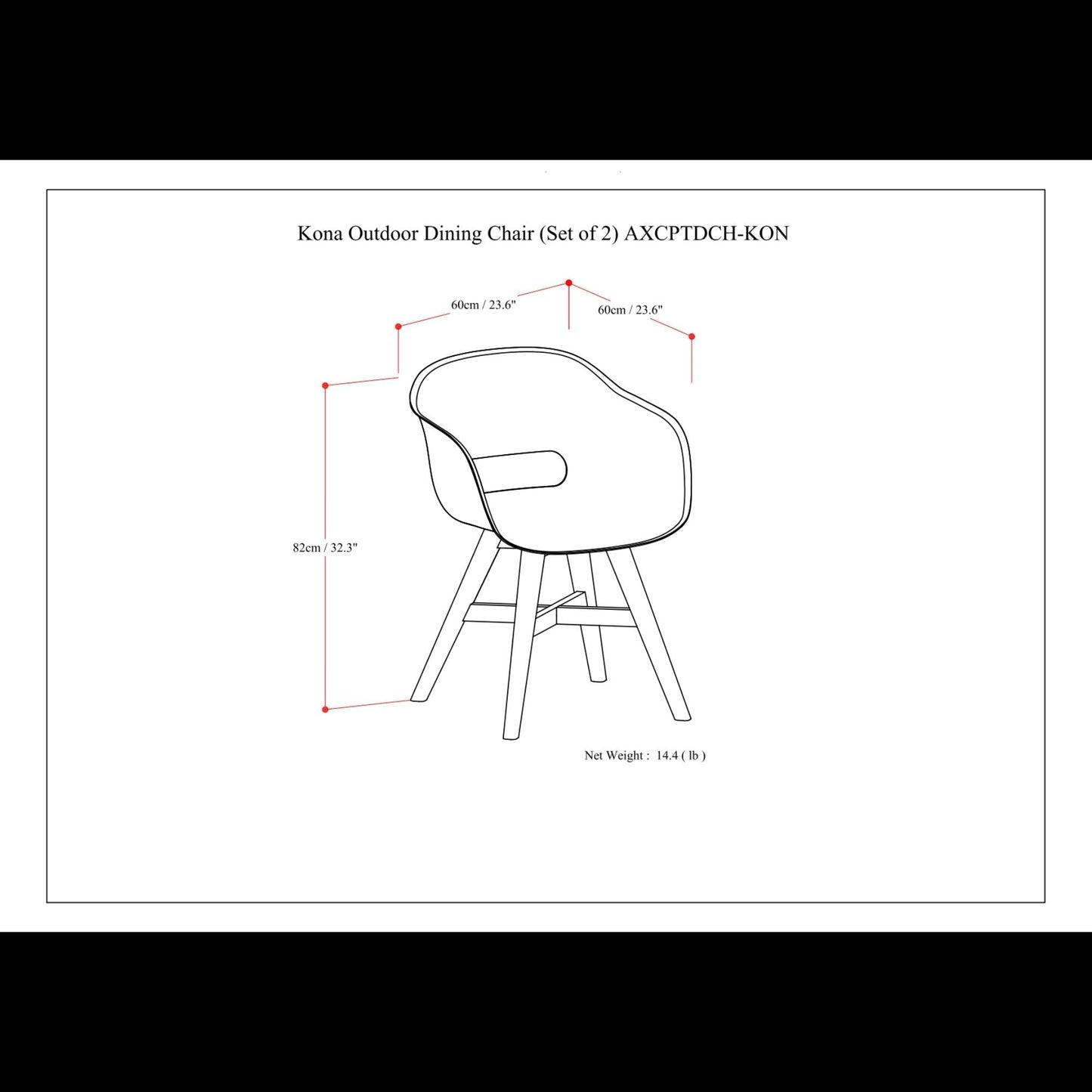 Kona Outdoor Plastic Dining Chairs Set of Two