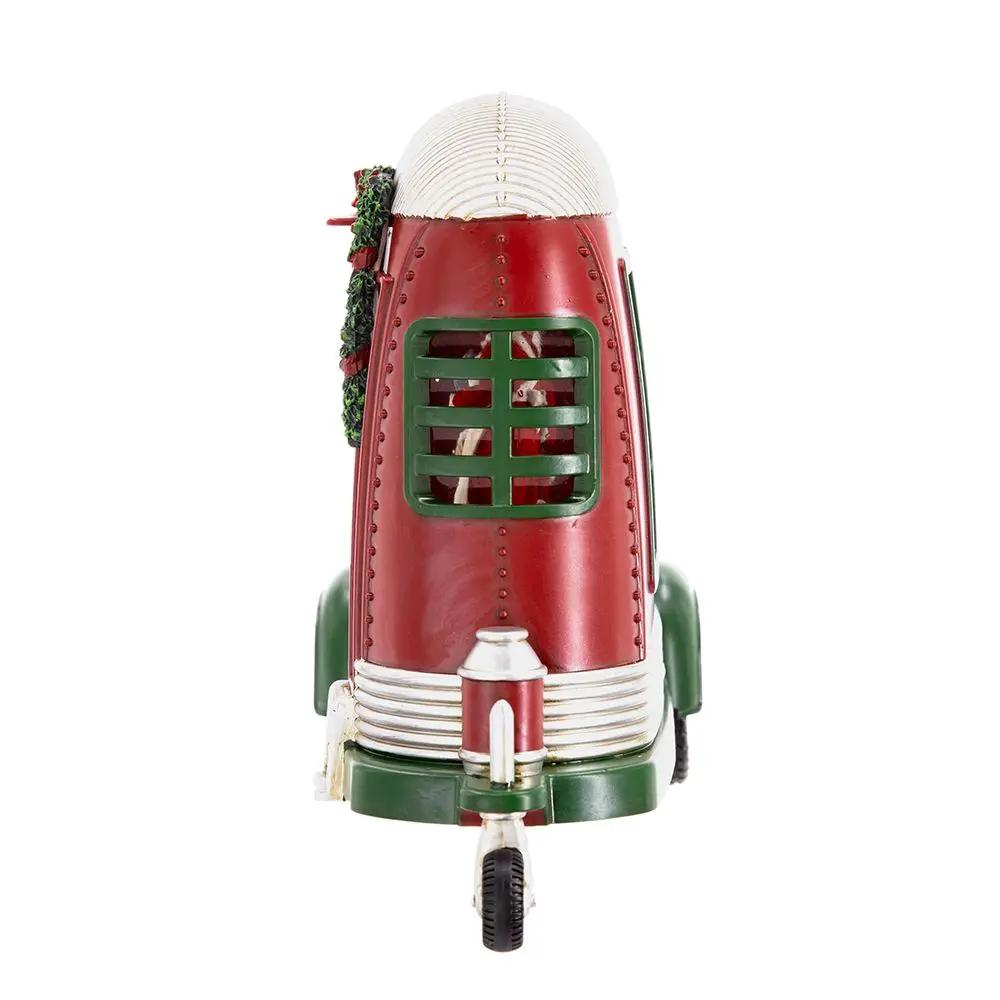 Plastic resin camper with Mr & Mrs Santa red body, 2-way switch LED water spinner on Tampa Home & Garden Store