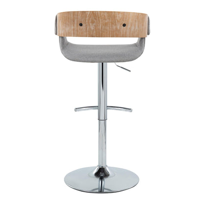 Barstool adjustable mid-century with gray fabric seat wood back swivel rounded footrest on Tampa Home & Garden Store