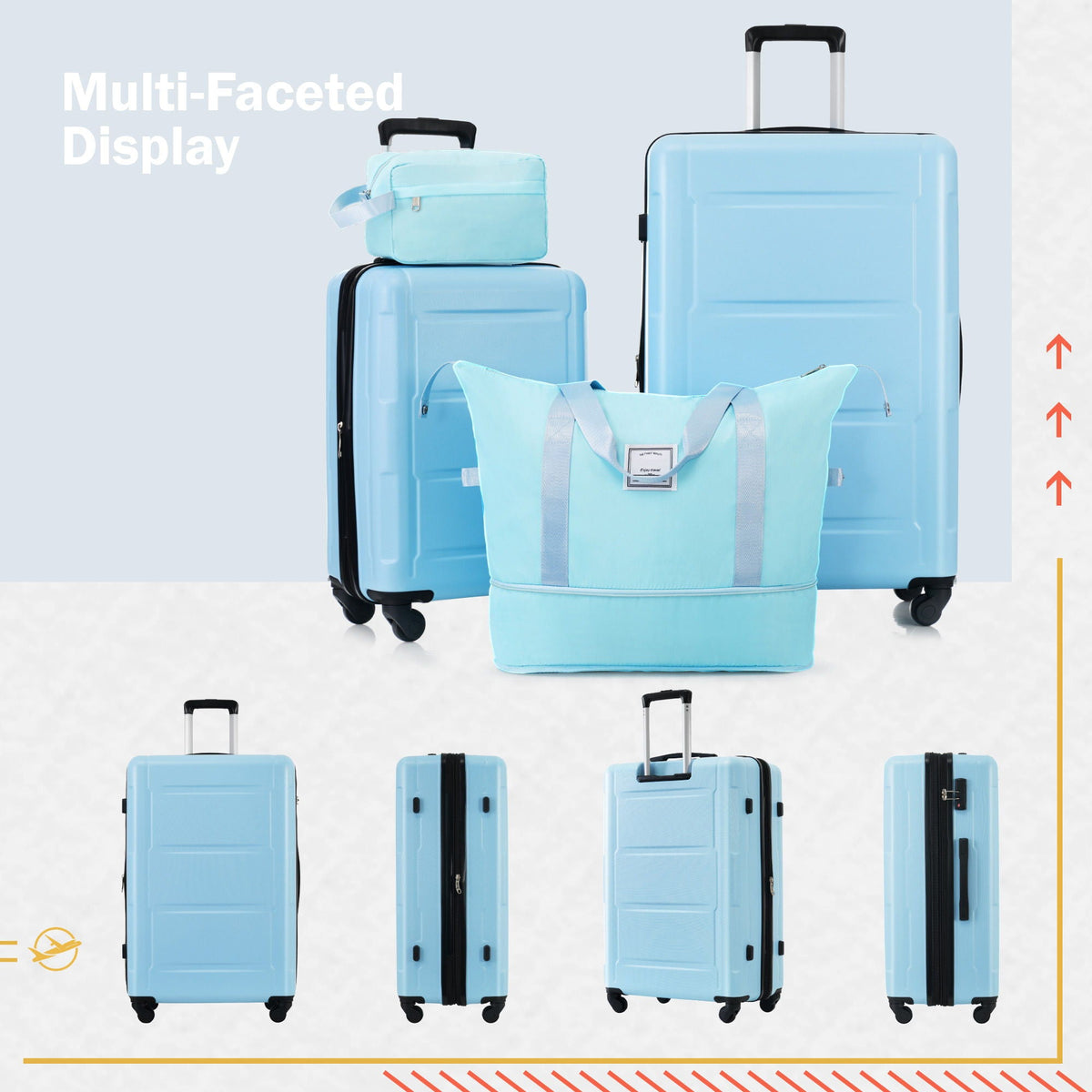 2-Piece Luggage Set by HouseOfZazla with Bags light blue ABS expandable spinner 20 & 28 TSA lock on Tampa Home & Garden Store