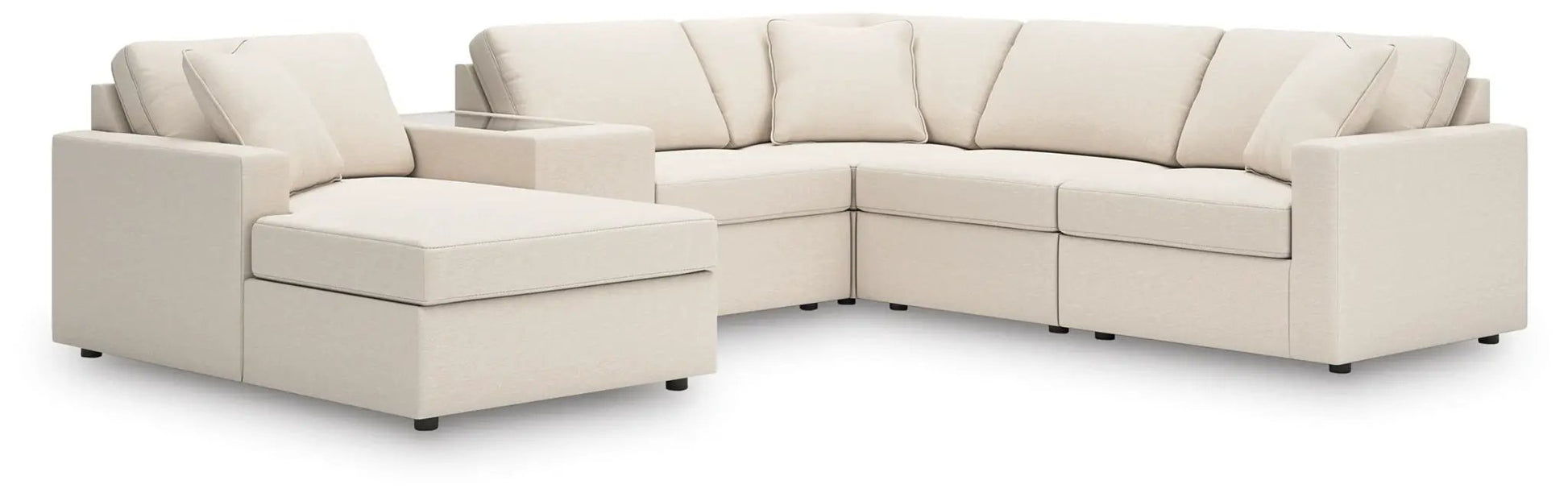 Modmax Oyster stationary sectional in beige fabric with chaise by Unique Piece Furniture on Tampa Home & Garden Store