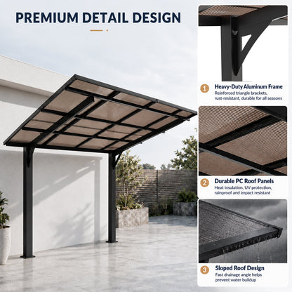 8x8ft Steel Carport And Sloped Polycarbonate Roof
