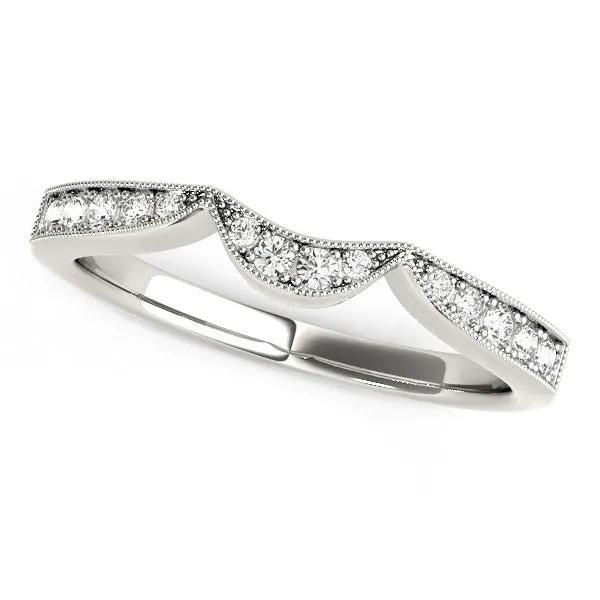14k white gold milgrained curved wedding diamond band, 1/6 cttw, Bids.com on Tampa Home & Garden Store