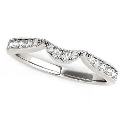 14k white gold milgrained curved wedding diamond band, 1/6 cttw, Bids.com on Tampa Home & Garden Store