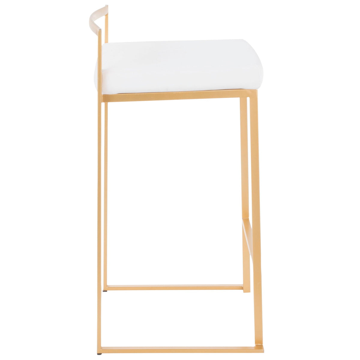 Fuji Contemporary Glam Counter Stool white upholstered seat on gold metal frame on Tampa Home & Garden Store