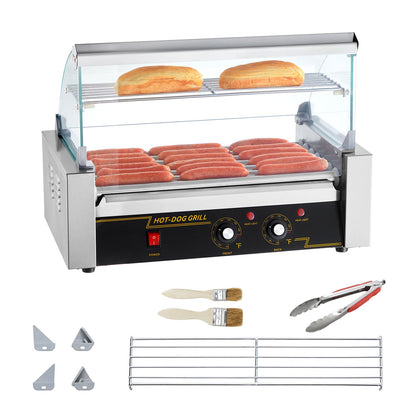 HouseOfZazla hot dog roller grill with 7 rollers and 18-dog capacity, stainless steel body on Tampa Home & Garden Store