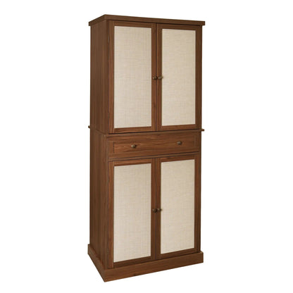 4-door storage cabinet with 1 drawer and cane-panel doors, 4 adjustable shelves in brown wood on Tampa Home & Garden Store