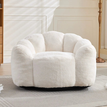 Lotus Style Compression Sofa Bean Bag Chair in white plush fabric on Tampa Home & Garden Store
