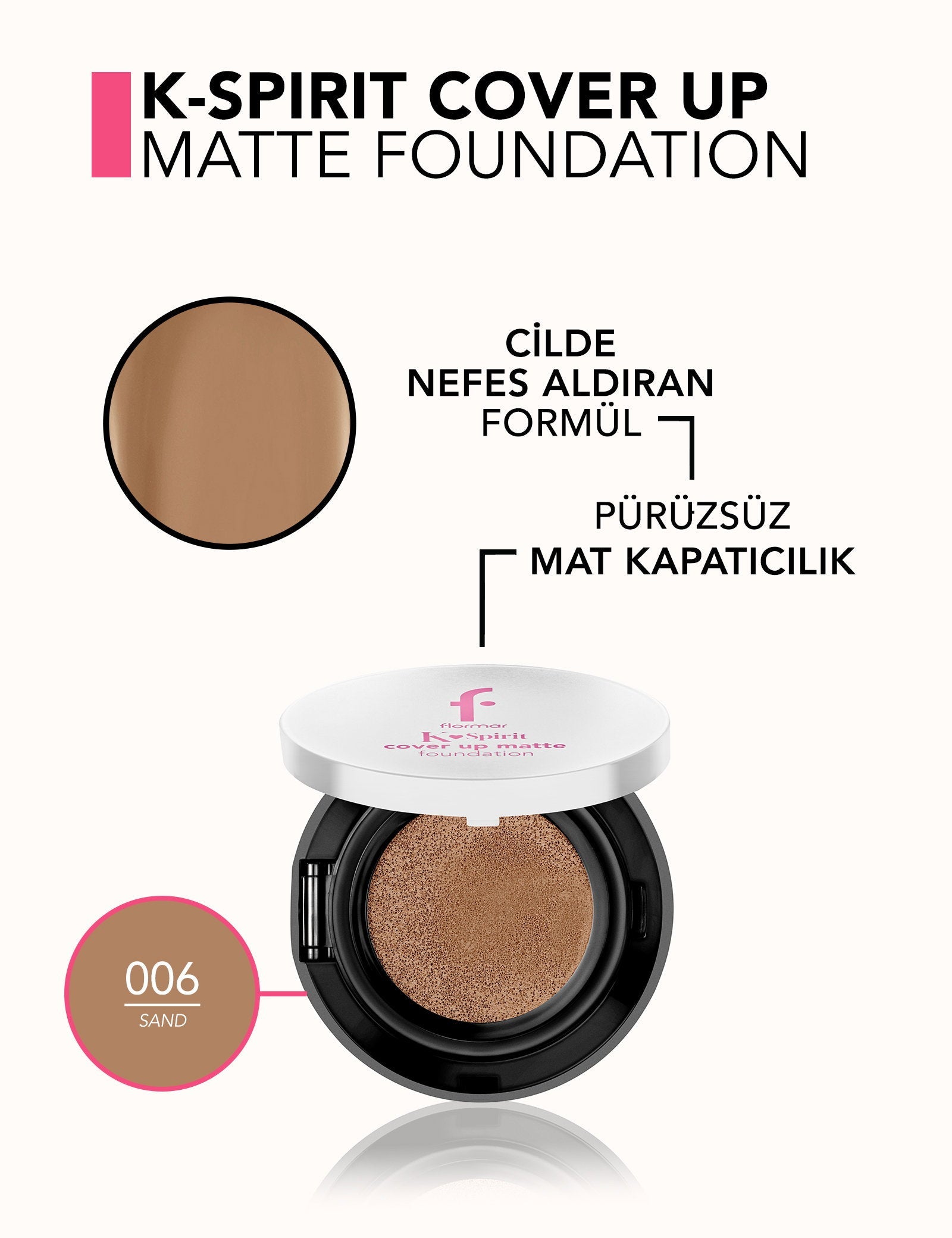 Flormar K-Spirit Cover Up Cushion Foundation in Sand 006 by Beauty Care Bag on Tampa Home & Garden Store