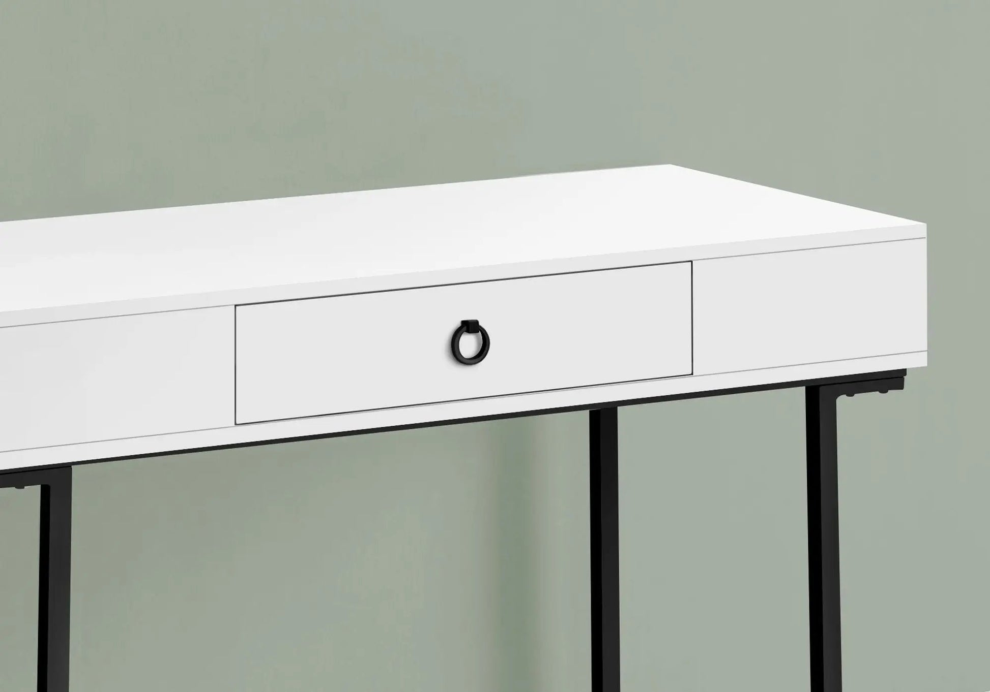 Glossy white computer desk with 1 drawer and black ring pull by Unique Piece Furniture on Tampa Home & Garden Store