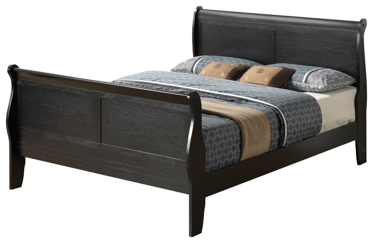 Panel Sleigh Bed by HouseOfZazla in dark espresso wood with curved headboard and footboard on Tampa Home & Garden Store