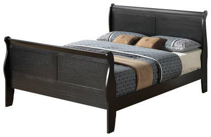 Panel Sleigh Bed by HouseOfZazla in dark espresso wood with curved headboard and footboard on Tampa Home & Garden Store
