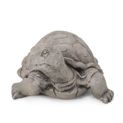 Outdoor Turtle Statue, gray stone finish with textured shell and head detail, HouseOfZazla on Tampa Home & Garden Store