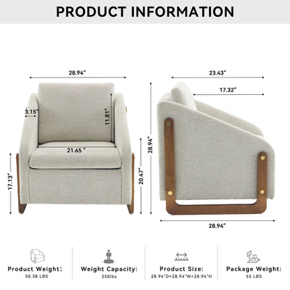 Modern Upholstered Armchair With Wooden Side Frame in beige fabric by Unique Piece Furniture on Tampa Home & Garden Store