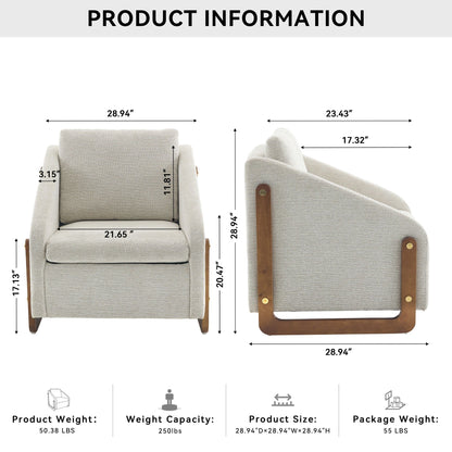 Modern upholstered armchair with wooden side frame in beige fabric by HouseOfZazla on Tampa Home & Garden Store