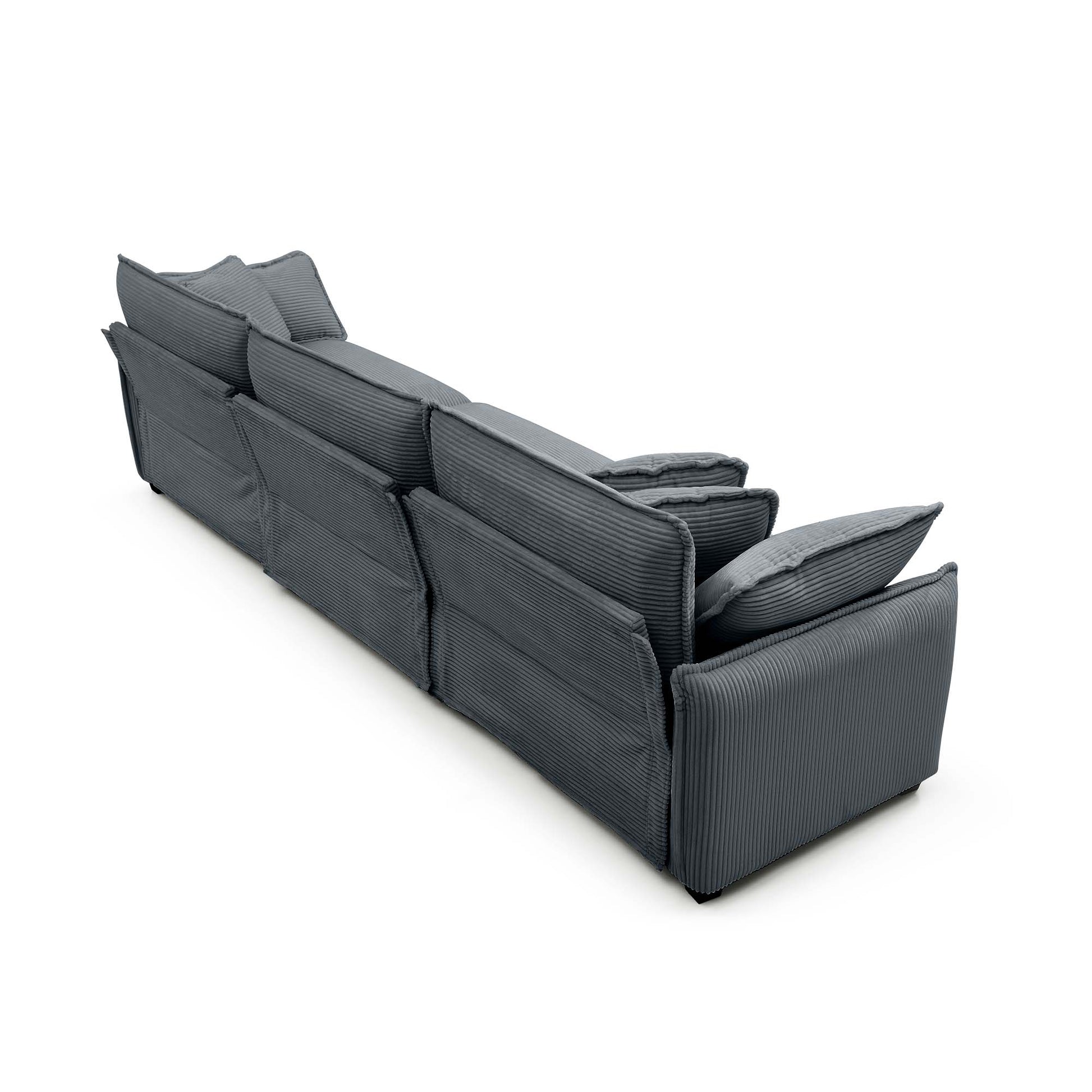 Modern Living Room Sofa 3-Pieces Set by HouseOfZazla in dark gray fabric with plush cushions on Tampa Home & Garden Store