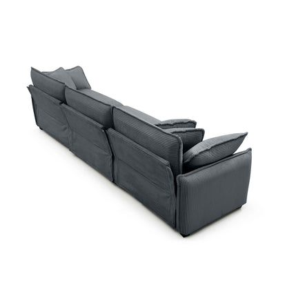 Modern Living Room Sofa 3-Pieces Set by HouseOfZazla in dark gray fabric with plush cushions on Tampa Home & Garden Store