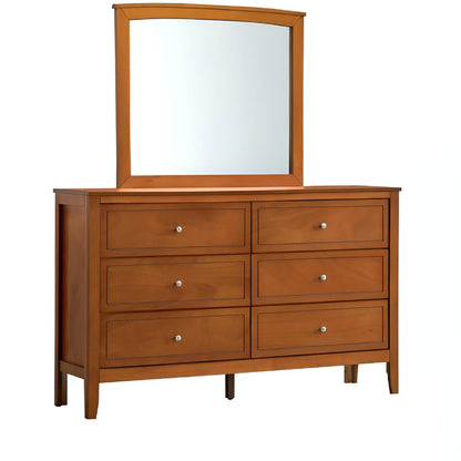 6-drawer dresser with top mirror, warm wood finish, metal hardware by HouseOfZazla on Tampa Home & Garden Store