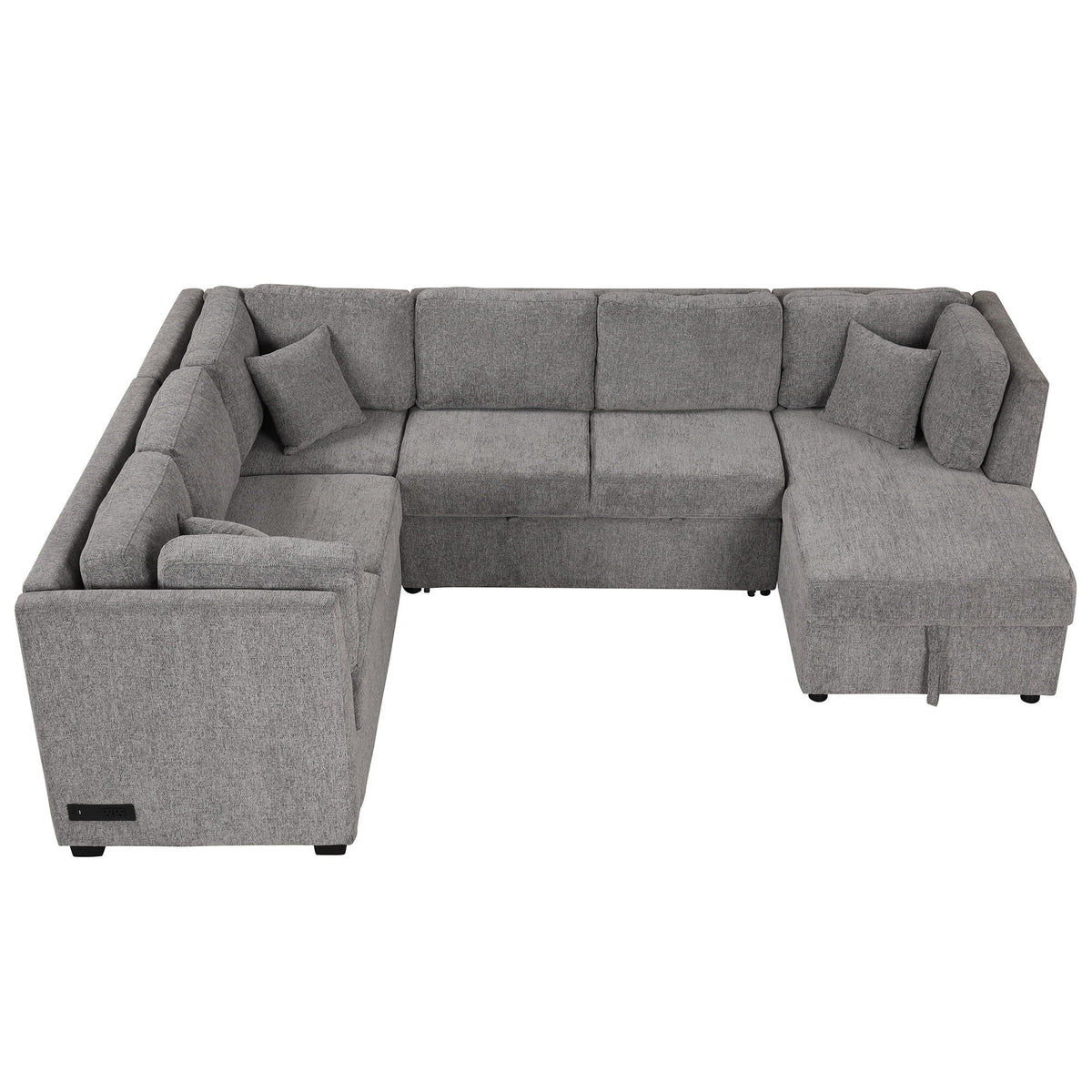 U-Shaped Sleeper Sectional Sofa by HouseOfZazla in grey fabric with storage chaise on Tampa Home & Garden Store