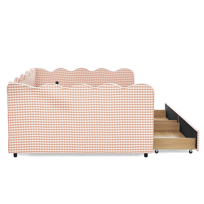Queen Gingham Daybed with USB Port and Drawers