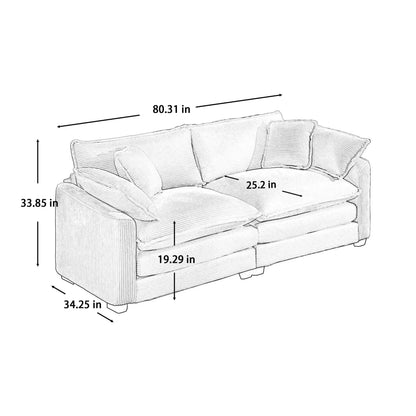 Modern 2 Seater Loveseat with 4 Pillows Elegance