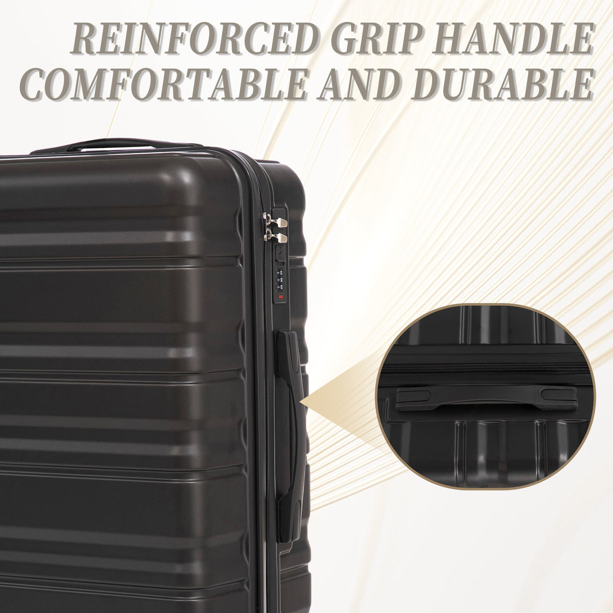 Hard case luggage set HIFINE TOURIST 3-piece dark gray by HouseOfZazla with secure zippers on Tampa Home & Garden Store