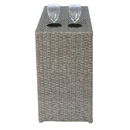 4-piece modular wicker outdoor seating set gray wicker with cup holders and two wine glasses on Tampa Home & Garden Store