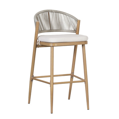 Outdoor Bar Stools With Scallop Cushion And Frame