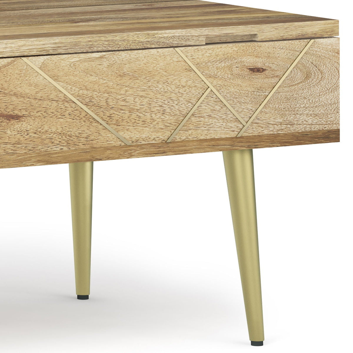 Handcrafted Lift Top Coffee Table and Storage by HouseOfZazla with wood finish and gold legs on Tampa Home & Garden Store