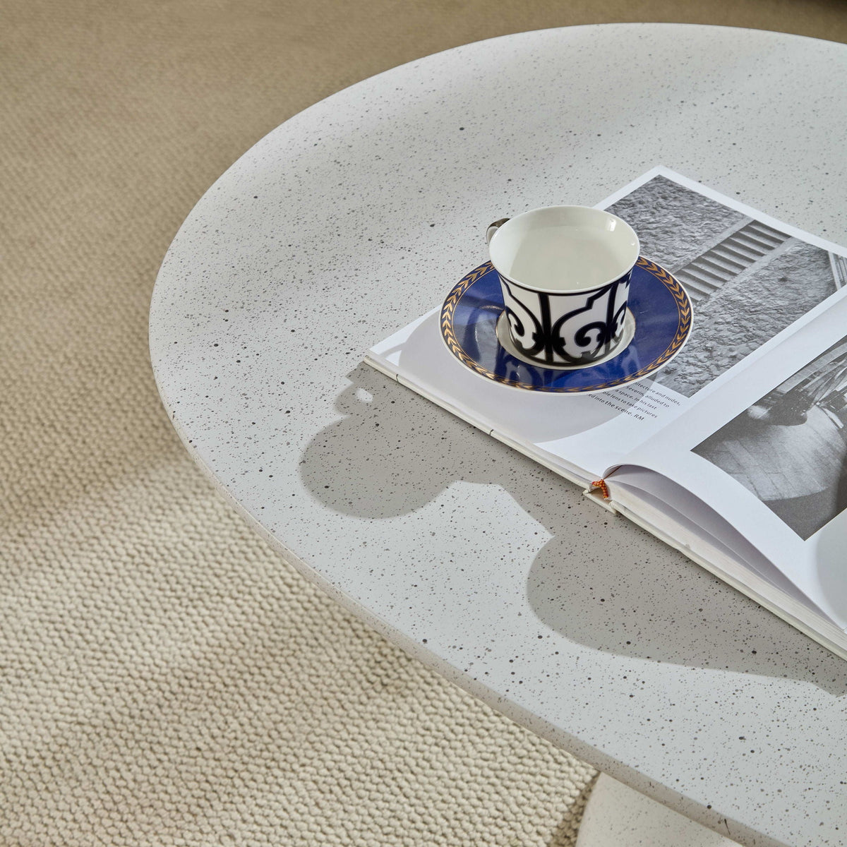 Lucky Stone Shaped Table end table by HouseOfZazla, white speckled top with sculptural base on Tampa Home & Garden Store